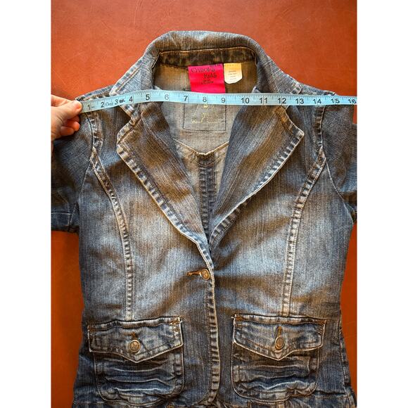 Custom App State Mountaineers Cropped Denim Jacket Vintage Style XS 🤍🖤💛 - Picture 7 of 9